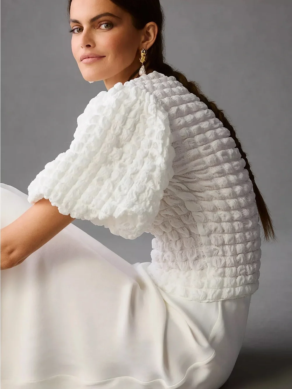 Eli + Ali Textured Puff-SleeveTop